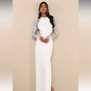 Lulu's White Long Sleeve Lace Dress